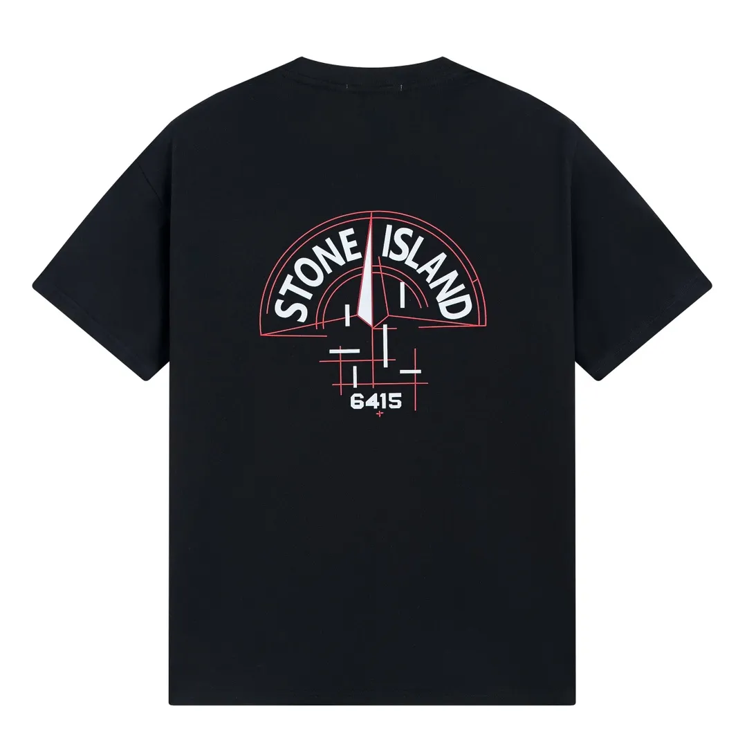 W652#P110💰 [Stone lsland/Stone Island summer new mechanical compass front and back printed pattern short-sleeved T-shirt] ⚠️[Original creation with high control of details] - Made of 260 grams of combed cotton with 32-count double yarn, soft and comfortable to the touch, sweat-absorbent and breathable. - Simple, basic and versatile style, original quality, the first choice for couples. - Made in a large factory, four needles and five threads on the shoulder, neatly arranged, high quality workmanship. - Same style for men and women. Very versatile, one piece for everyone, details are clearly visible. Color: Black White Size: M L